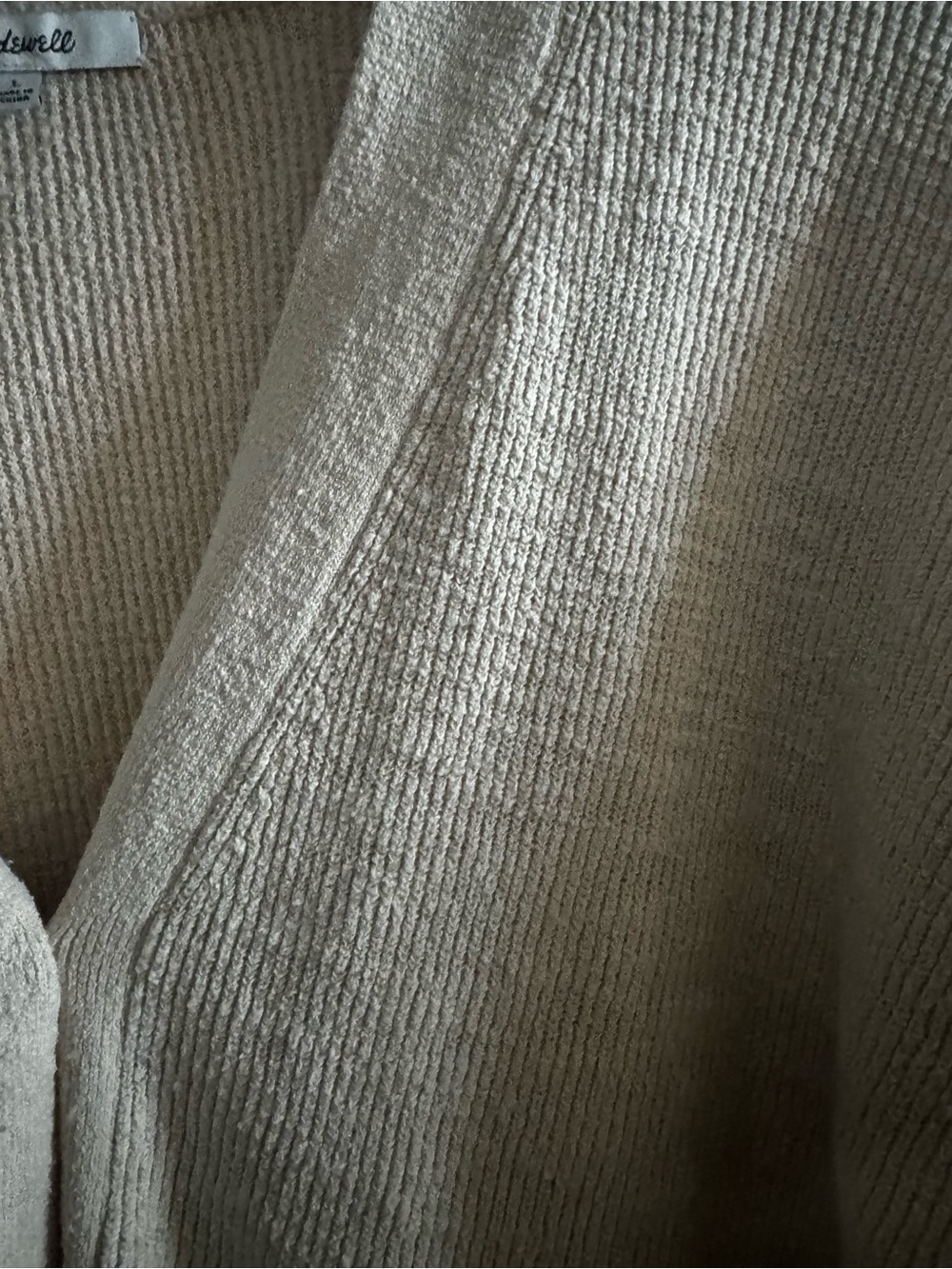 Madewell Neutral Ribbed Button-Front Cardigan in Light Beige - Picture 6 of 6